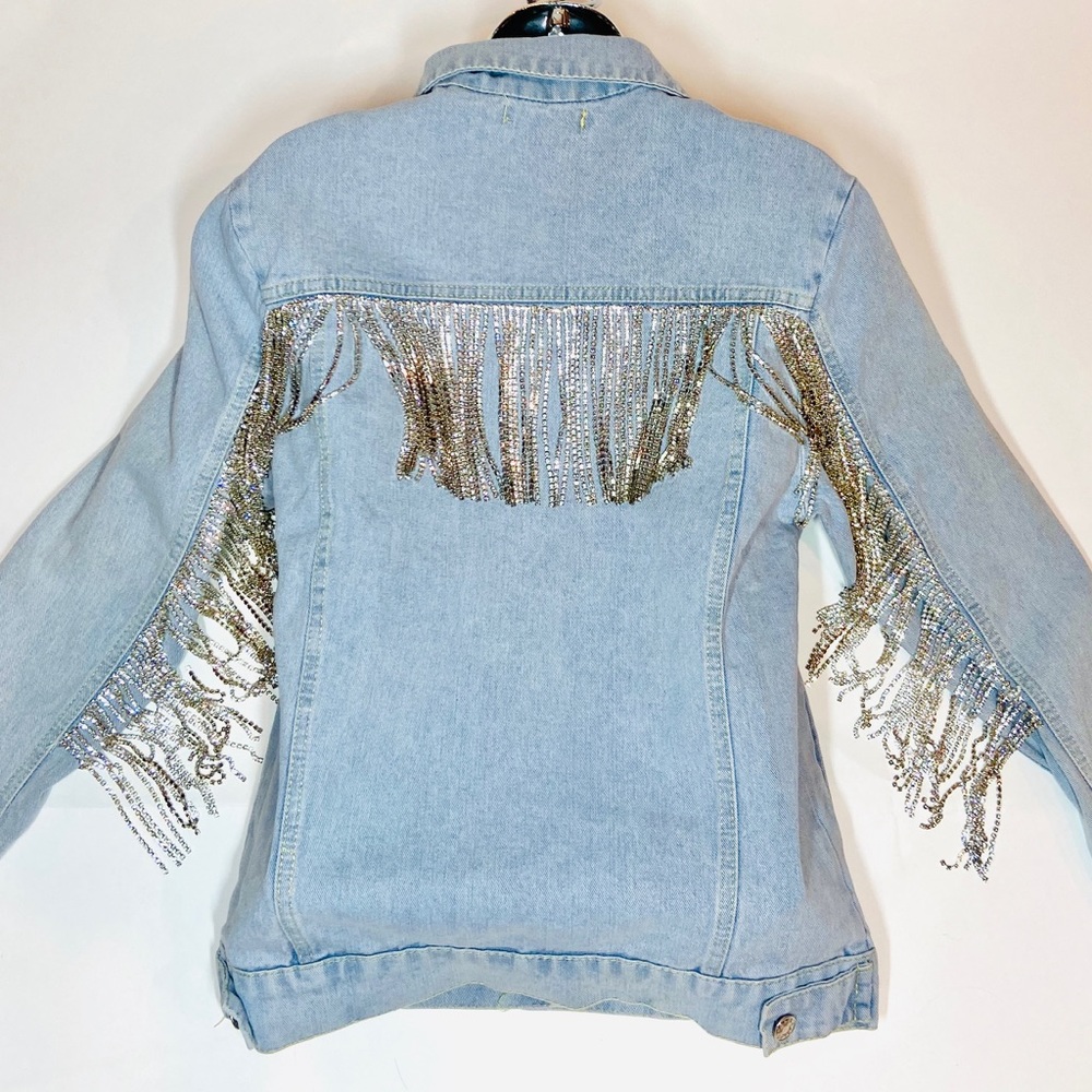 Diamanté Fringe Denim Jacket